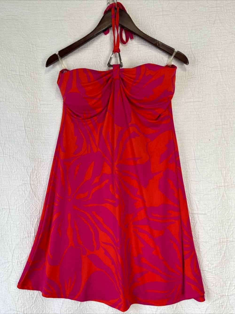 Rapz Ring Neck Swim Dress Women L Halter Style Bra Pads Cover Up Beach Sheath